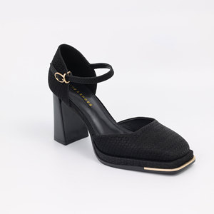 Scarpe da Donna con Tacco <span class=keywords><strong>a</strong></span> <span class=keywords><strong>Zoccolo</strong></span> in Vera Pelle PU, Punta Tonda, Cinturino alla Caviglia, Resistenti, con Tacco Alto, Eleganti per l'Estate - Product Image 3