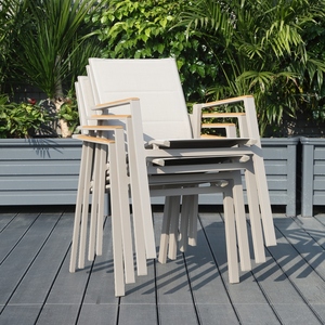 Chaise <span class=keywords><strong>de</strong></span> salle à manger <span class=keywords><strong>de</strong></span> luxe pour patio, résistante aux intempéries, en tissu maillé double couche, avec cadre en aluminium, qualité commerciale, pour usage extérieur – Offre Spéciale - Product Image 2