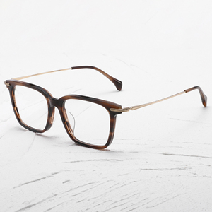 Glossy Full-Rim Square <b>Eyeglasses</b> With Metal Temples Anti Blue light Clear Lens <b>Frames</b> For Men - Product Image 1