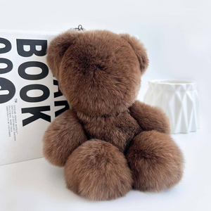 Lindo Llavero de Piel de Conejo Auténtica con Forma de Oso para <span class=keywords><strong>Mujer</strong></span>, Colgante Decorativo para <span class=keywords><strong>Bolsos</strong></span> y Llaves de Coche, Joyería, Adornos para <span class=keywords><strong>Bolsos</strong></span>, Accesorios, Regalos - Product Image 5