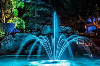 Fuente de Cascada Comercial Moderna de Acero Inoxidable Optimum Show con Luces LED Multicolor y Control por Música/PLC/DMX512, Ecológica