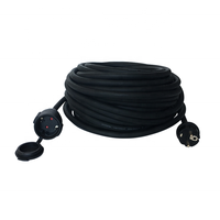 Câble d'extension électrique extérieur robuste en caoutchouc noir 20M 16A 250V avec prise Schuko européenne étanche IP44 pour appareils électroménagers