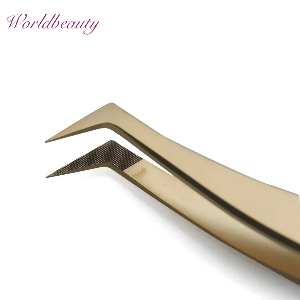 Worldbeauty Wholesale fiber tip tweezer volume fan tweezer fiber tip eyelash tweezers