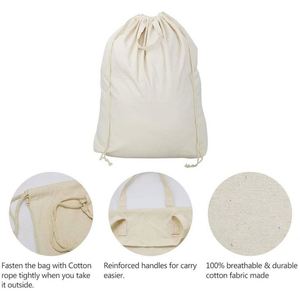 Sac à linge en toile de coton naturel portable personnalisé avec cordon de serrage pour hôtels - Product Image 3