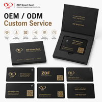Tarjeta de Presentación NFC con Código QR de Metal Negro Mate ZDF 2025 con Embalaje de Caja de Regalo, 13.56MHz, Tarjetero Digital Impermeable