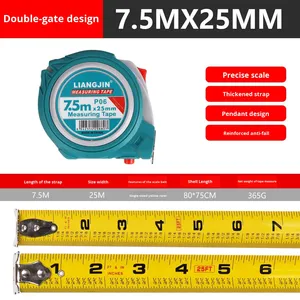 Ruban à mesurer en acier LIANGJIN <span class=keywords><strong>PO6</strong></span> pour le commerce extérieur, entièrement en anglais, à remontage automatique, 7,5 m, métrique, impérial, double échelle, résistant à l'usure - Product Image 4