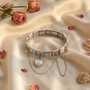 Pulsera de dijes italianos al por mayor, estilo personalizado, palabras de amor, besame, de acero inoxidable, joyería para mujer, regalo de San Valentín - Product Image 4