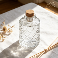Flacon de parfum en verre rond vide de luxe personnalisé et unique de 200 ml avec bouchon en liège pour diffuseur à bâtonnets