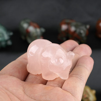 뜨거운 판매 39mm 1.5 인치 천연 준 보석 손 조각 낮은 머리 곰 귀여운 동물 장식 데스크탑 장식 공예
