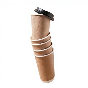 Gobelets en papier kraft jetables 20 oz 600 ml, double paroi, pour boissons chaudes, café à emporter, Gobelets en papier double paroi - Product Image 4