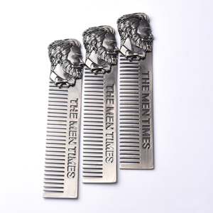 Nhà Sản Xuất Râu Lược Biểu Tượng Tùy Chỉnh Thép Không Gỉ Pocket Râu Chăm Sóc Lược Công Cụ Salon Thợ Làm Tóc Đặc Biệt Kim Loại Râu Lược - Product Image 5