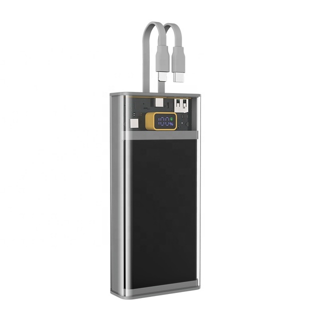 Large Capacity Power Bank 20000mah Mobile Power Supply Built in Cable Transparent Power Bank for Phone