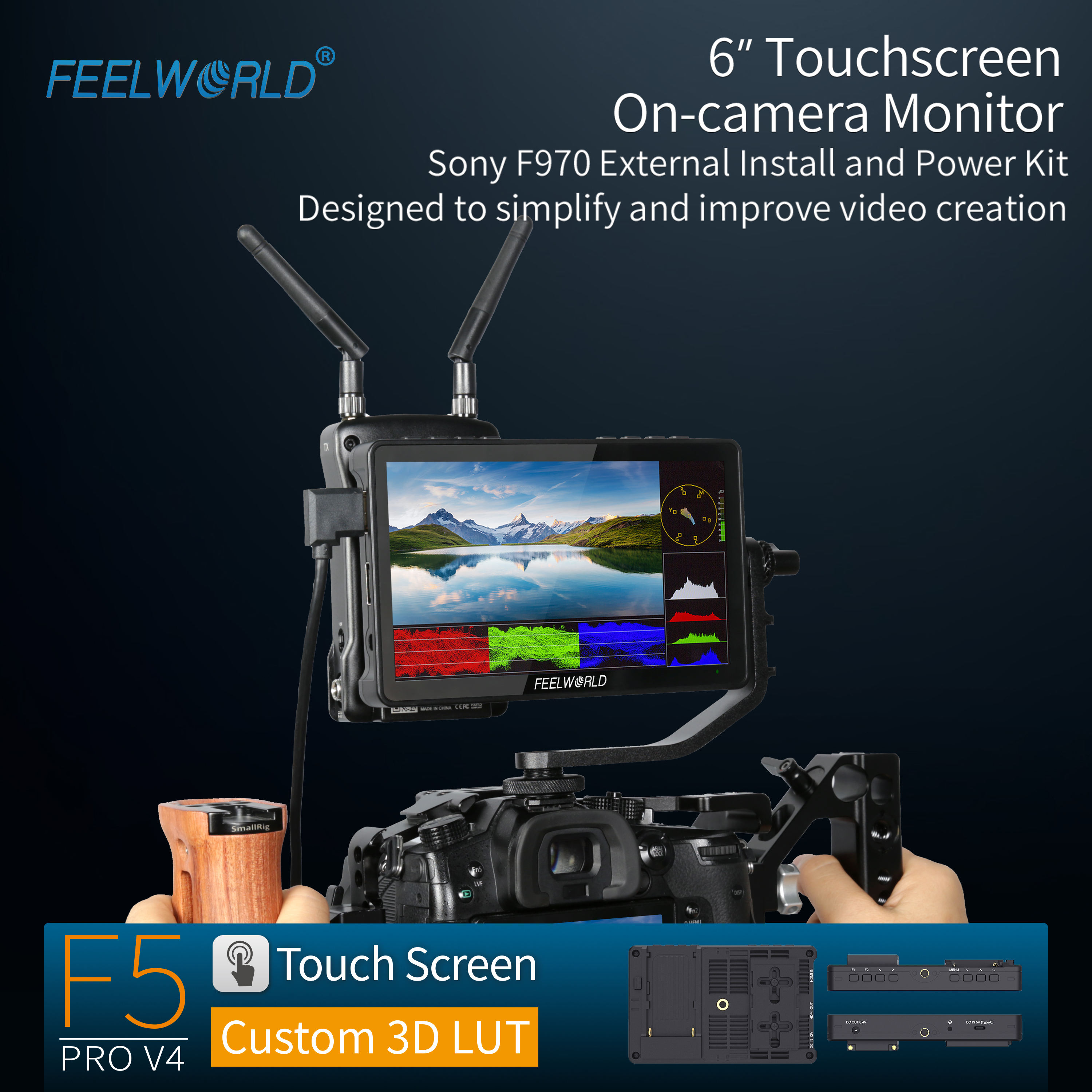 Dslr Camera FEELWORLD F5 Pro V3 Touch Screen 3D LUT 4K Field