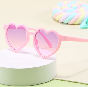 Nueva Llegada, Gafas de Sol de Moda para Bebés, Lindas Gafas de Sol con Forma de Corazón para Niñas, Color Rosa Liso, Protección UV400, Personalizables - Product Image 1