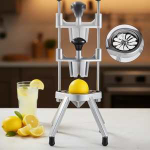 Affettatrice per frutta in acciaio inox a 4 sezioni, tagliaverdure manuale per casa, bar, ristorante, strumento per affettare limoni - Product Image 2