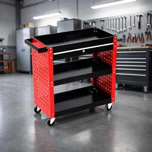 Chariot à outils silencieux robuste en acier à 3 niveaux, chariot de manutention plat personnalisé pour entrepôt industriel et atelier - Product Image 1