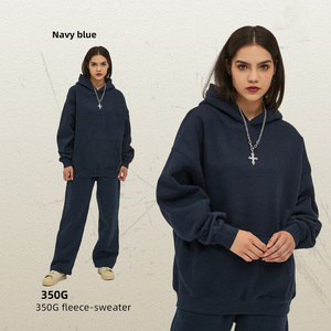 Custom Embroidery Print Solid Hooded Heavyweight 350gsm High Quality Designer Cotton <b>Pullover</b> Fleece Oversize Unisex <b>Men</b> - Product Image 3
