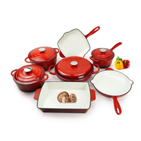 Ensemble de casseroles en fonte émaillée de haute qualité, 11 pièces, casserole, faitout, marmites à soupe et à bouillon, poêles et casseroles