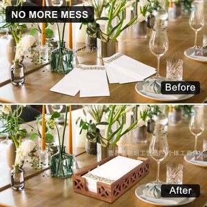 Portarrollos de madera para baño, cesta organizadora de almacenamiento para encimera, para uso en el hogar o cafetería - Product Image 3
