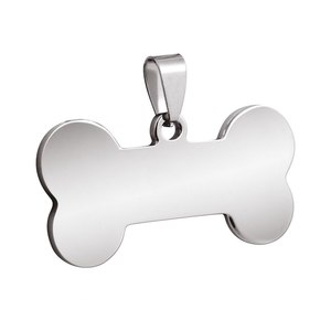 Plaque d'identification animale en acier 165x32,5mm avec motif os - Product Image 1