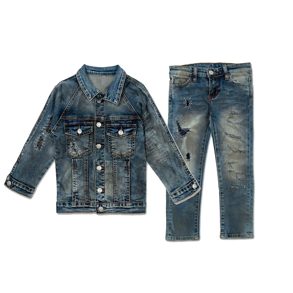ZhuoYang Conjunto de roupas infantis para meninos, roupas jeans fashion outono 2021 para crianças