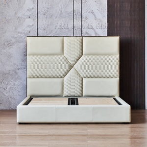 Cao cấp đồ nội thất nhà máy siêu Vua kích thước giường phòng ngủ sang trọng cao trở lại Giường da đặt - Product Image 3