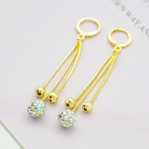 Nouvelle Mode Simple Micro Set Boucles D'oreilles Zircone 14k Plaqué Or Goutte D'eau Pendentif Gland Boucles D'oreilles Élégantes Femmes