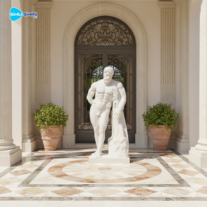 Handgemaakt Grieks marmeren Herculesbeeld op ware grootte, wit marmeren sculptuur van een naakte jonge sterkeman voor de tuin, traditioneel ontwerp - Product Image 4