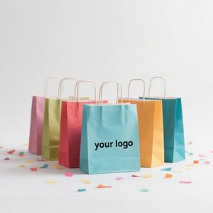 Bolsa de Compras de Papel Kraft Reciclable Ecológica con Impresión Personalizada, Bolsa de Mano para Empacar Ropa, Zapatos y Calcetines - Product Image 1