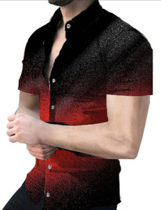 Hommes nouveau été Style hawaïen bouton court décontracté rayé Anti-rides tricoté respirant à manches courtes chemise de plage unique - Product Image 2