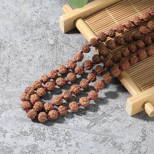 Chuỗi Hạt Bằng Gỗ <span class=keywords><strong>Rudraksha</strong></span> Tự Nhiên Thắt Nút Tôn Giáo Đá Quý Luân Xa Thiền Định Vòng Cổ Mân Côi Mala Dài 108 Cho Nam - Product Image 3
