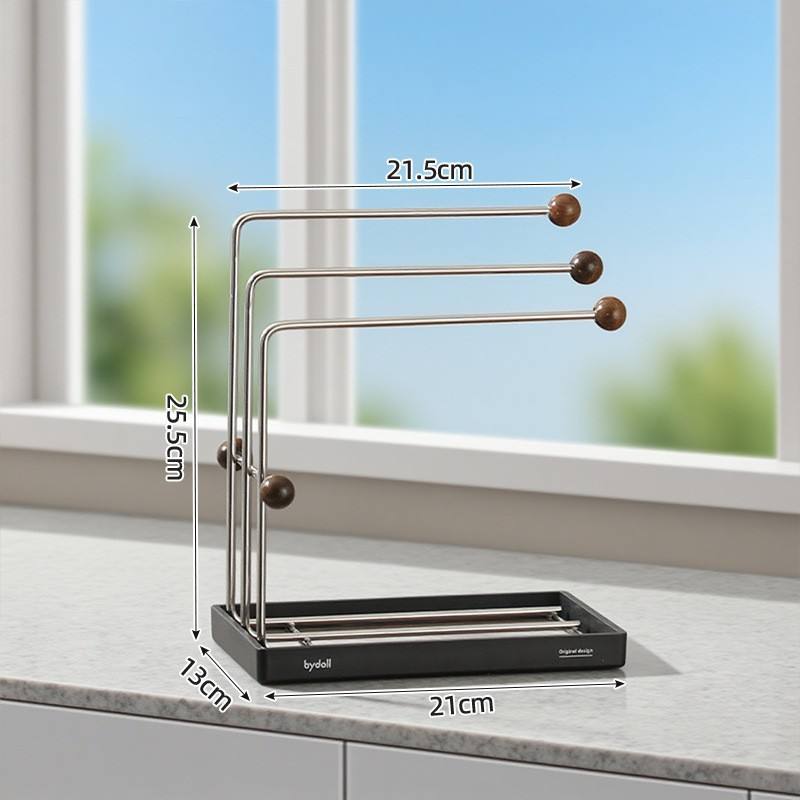 Perchero multi-bola de madera de nogal para entrada