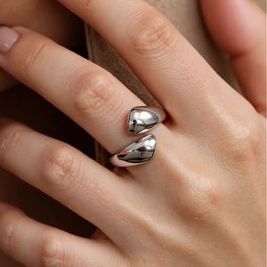 Geometric Stainless Steel <b>Ring</b> Irregular Ellipse Shape Unisex Daily Wear Jewelry - Product Image 1