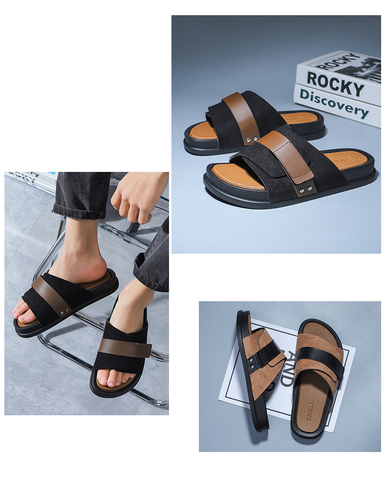 Men's Non-slip Walking Slippers with Thick Sole Shoes Casual Beach Slipper Sandals