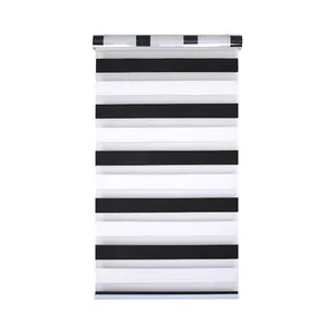 Kualitas tinggi hitam dan putih garis Zebra Roller nuansa siang dan malam buta untuk jendela