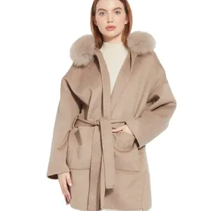 GCS Garantierte Qualität Richtiger Preis Woll-Trenchcoat Damen Pelzmantel in voller Länge Jacke und Mäntel