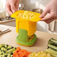 Handmatige groentehakker, keuken aardappel ui wortel voedselsnijder, push-down snijmachine met roestvrijstalen roosterblad