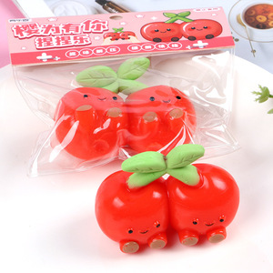 Jouet Squishy Cerise Rouge Kawaii - 6cm en TPR, 60g, Anti-stress Créatif, Cadeau pour Enfants et Adultes, Unisexe, Fruité - Product Image 3