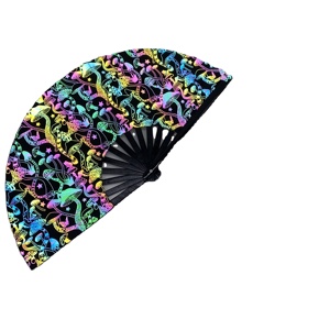 Hot Selling Magic Mushroom Reflective Fan Holster Holographic Iridescence Bag <strong>Flash</strong> Large Hand Fan - Product Image 5