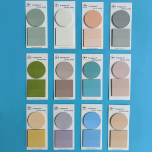 Morandi Round Transparent Sticky Notes Colorful <b>Memo</b> <b>Pad</b> Combination for Convenient Marking - Product Image 2