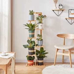 Étagère à plantes en <span class=keywords><strong>bambou</strong></span> à 6 niveaux <span class=keywords><strong>pour</strong></span> l'intérieur et l'extérieur, idéale <span class=keywords><strong>pour</strong></span> la <span class=keywords><strong>terrasse</strong></span>, le jardin, le coin, le balcon - Product Image 3