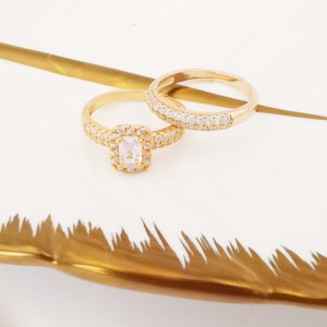 Bague de Fiançailles Tendance pour <span class=keywords><strong>Couple</strong></span>, Zircon Plaqué Or 18 carats, Bague de <span class=keywords><strong>Couple</strong></span> en Laiton Cuivre, Alliances de <span class=keywords><strong>Mariage</strong></span> - Product Image 6