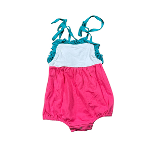 SR4043 Mono sin mangas cómodo para bebé niña, con estampado blanco y rosa intenso, venta al por mayor - Product Image 1