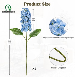 Flores de Hortensia Artificiales Tallos de Hortensia Panicled de Tacto Real Flores Azules <span class=keywords><strong>Hortensias</strong></span> de Cono Falso para Florero Alto Decoración del Hogar - Product Image 2