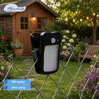 Lampe solaire à pince compacte extérieure avec détecteur de mouvement pour clôture, jardin, mur, patio, cour, terrasse, allée, porche, LED chaude, étanche IP65, en ABS