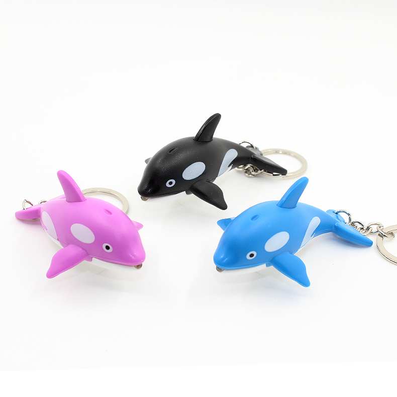 Lovely Killer Whale Shape LED Sound Keychain Aquarium Gift