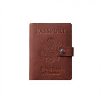 Porte-passeport élégant en cuir véritable vintage avec motif gaufré, facile à transporter, portefeuille de voyage avec fermeture à bande élastique JIANJI