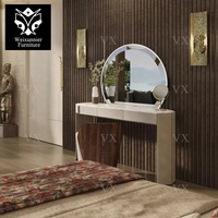 Table de maquillage moderne de luxe en marbre haut de gamme avec miroir et tiroirs de rangement pour chambre, salle de bain ou appartement