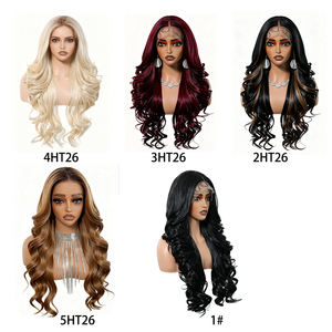 Perruque Lace Wig en fibre synthétique naturelle naturelle douce, mélange de couleurs, cheveux foncés haute densité, racines blondes 613 - Product Image 2