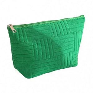 Bolsa de Maquillaje de Gran Capacidad, Tejida, con Cierre, Portátil, de Viaje, de Algodón, para Guardar Cosméticos, para Mujer - Product Image 1